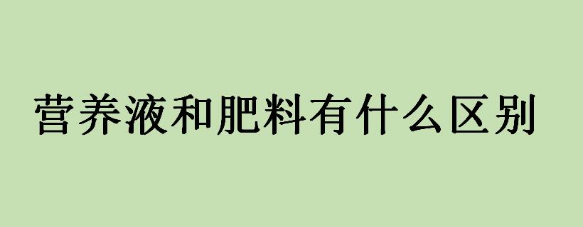 营养液和肥料有什么区别