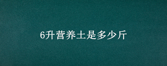 6升营养土是多少斤