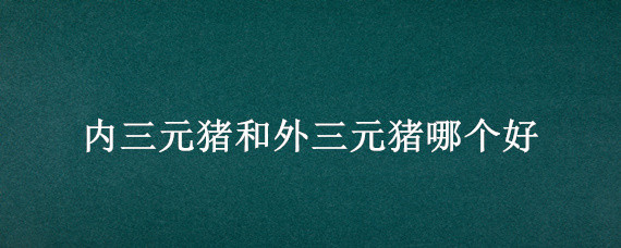 内三元猪和外三元猪哪个好