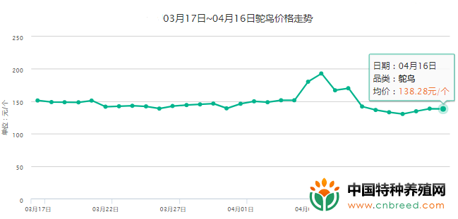 2019年4月16日全国各地今日鸵鸟价格