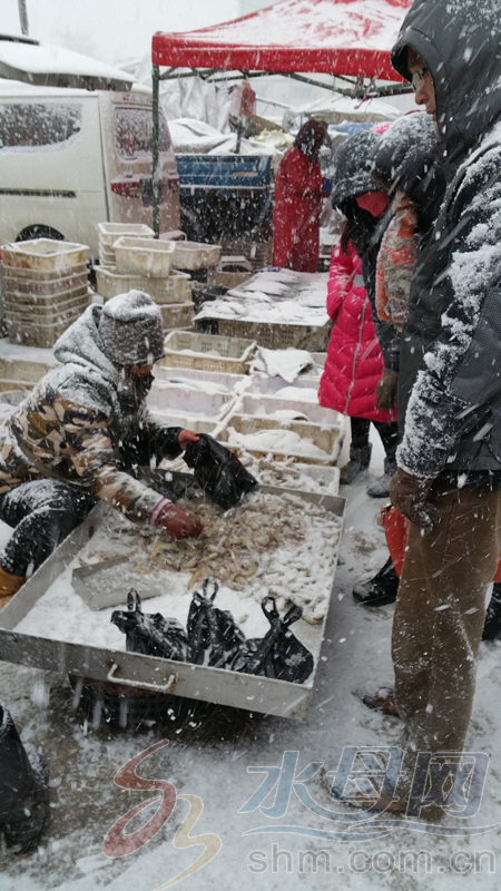 山东烟台连迎大雪天 蔬菜海鲜市场供应货足价稳